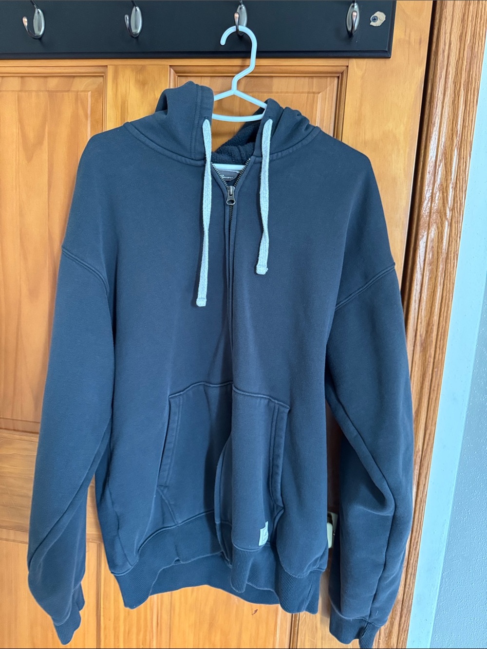Eddie Bauer Navy Half-Zip Hooded Sweatshirt with Light Drawstrings
